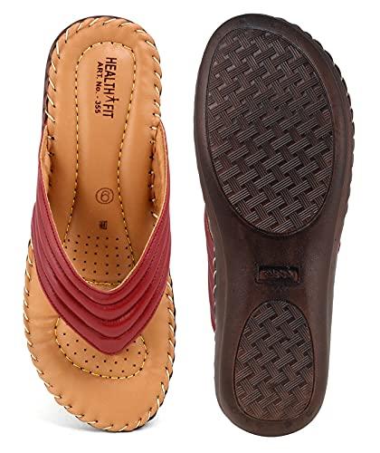HEALTH FIT HEALTH FIT Ortho Slippers-Dr Sandals for Women Suitable for Knee Pain, Diabetic & Orthopedic Footwear for Women HF355Cherry