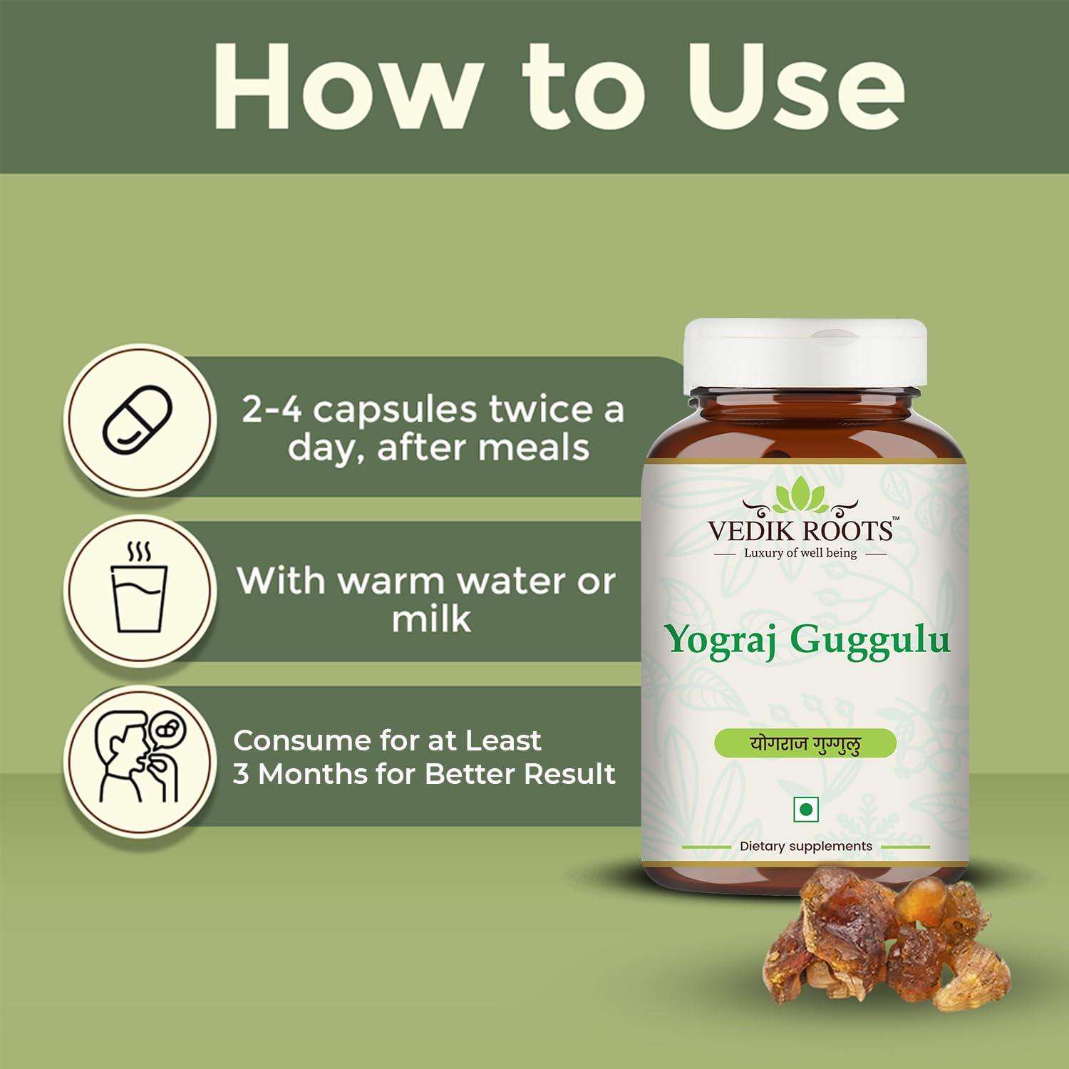 VEDIKROOTS Vedikroots Yograj Guggulu - Ayurvedic Supplement For Joint Pain | Relief From Joint Discomfort | For Swelling & Stiffness | 60 Tablets (Pack of 3)