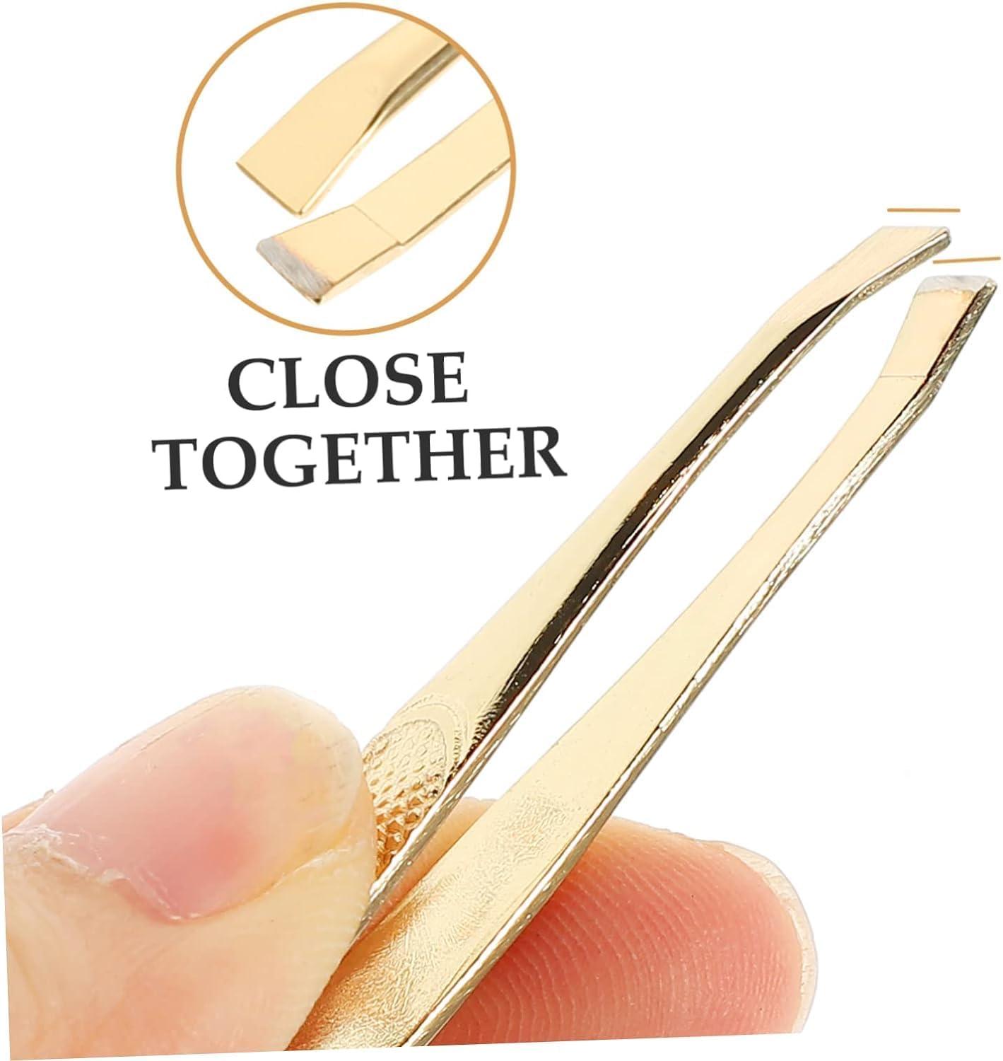 Aternal 2Pcs Eyebrow Tweezers Stainless Steel Professional Tweezers for Eyebrows Beauty Eyebrow Tweezer Eye Hair Removal Tool Hair Remover Tool Facial Tool Kits for Men Women Slant Tip Tweezers Pointy