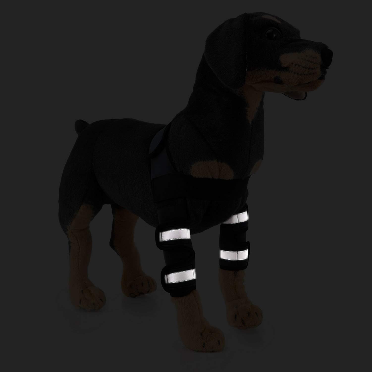 SELMAI SELMAI Reflective Dog Shoulder Brace Front Leg Brace Canine Elbow Protector Extra Supportive Joint Wrap Arthritis Loss of Stability Helps Wounds Healing Prevents Injuries Sprains Black S