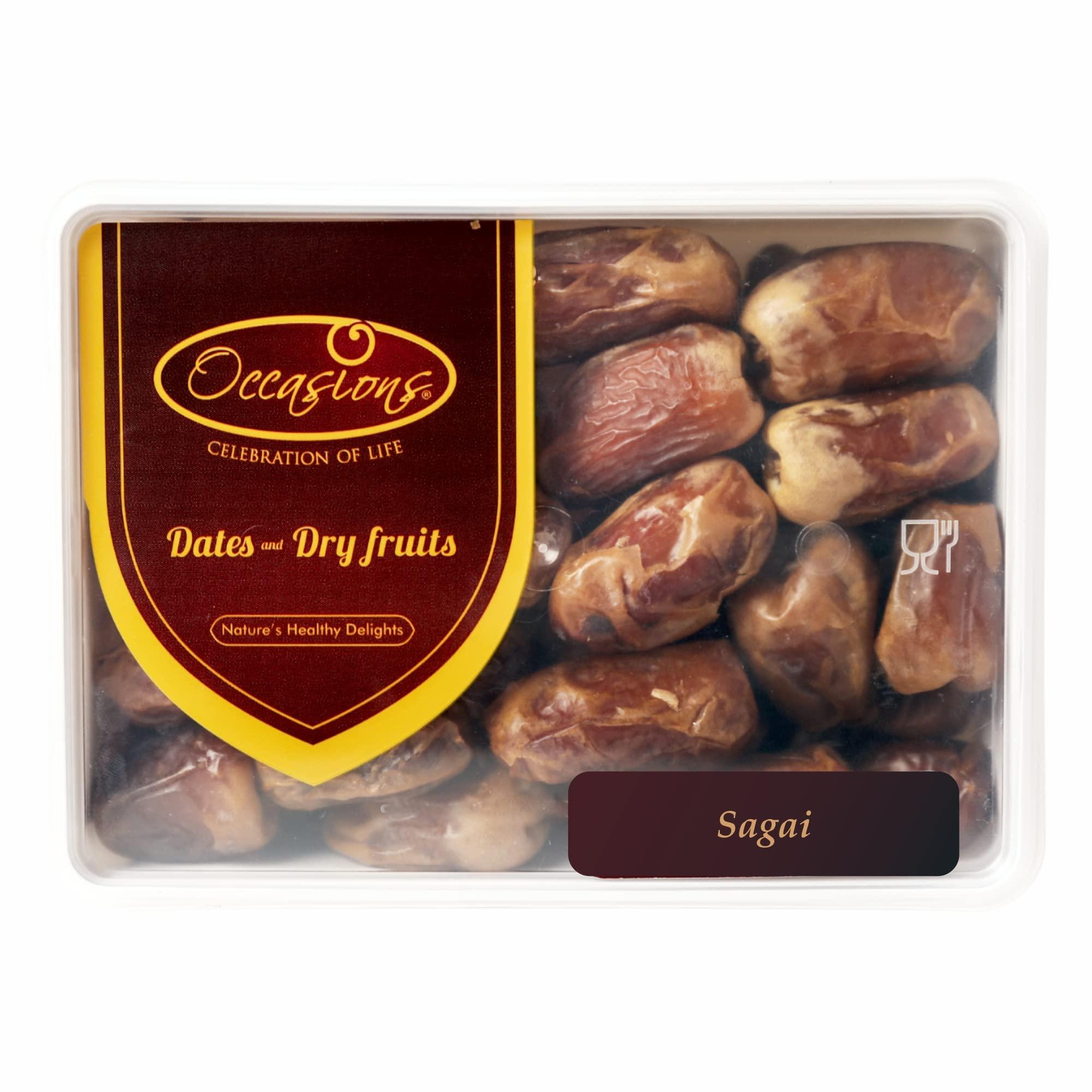 Occasions Occasions Sweet & Delicious Regular Sagai Dates - 500g, Sagai Dates, Original Sagai Dates, Dried Dates |Rich in Iron | Healthy Food | Saudi Arabian Dates