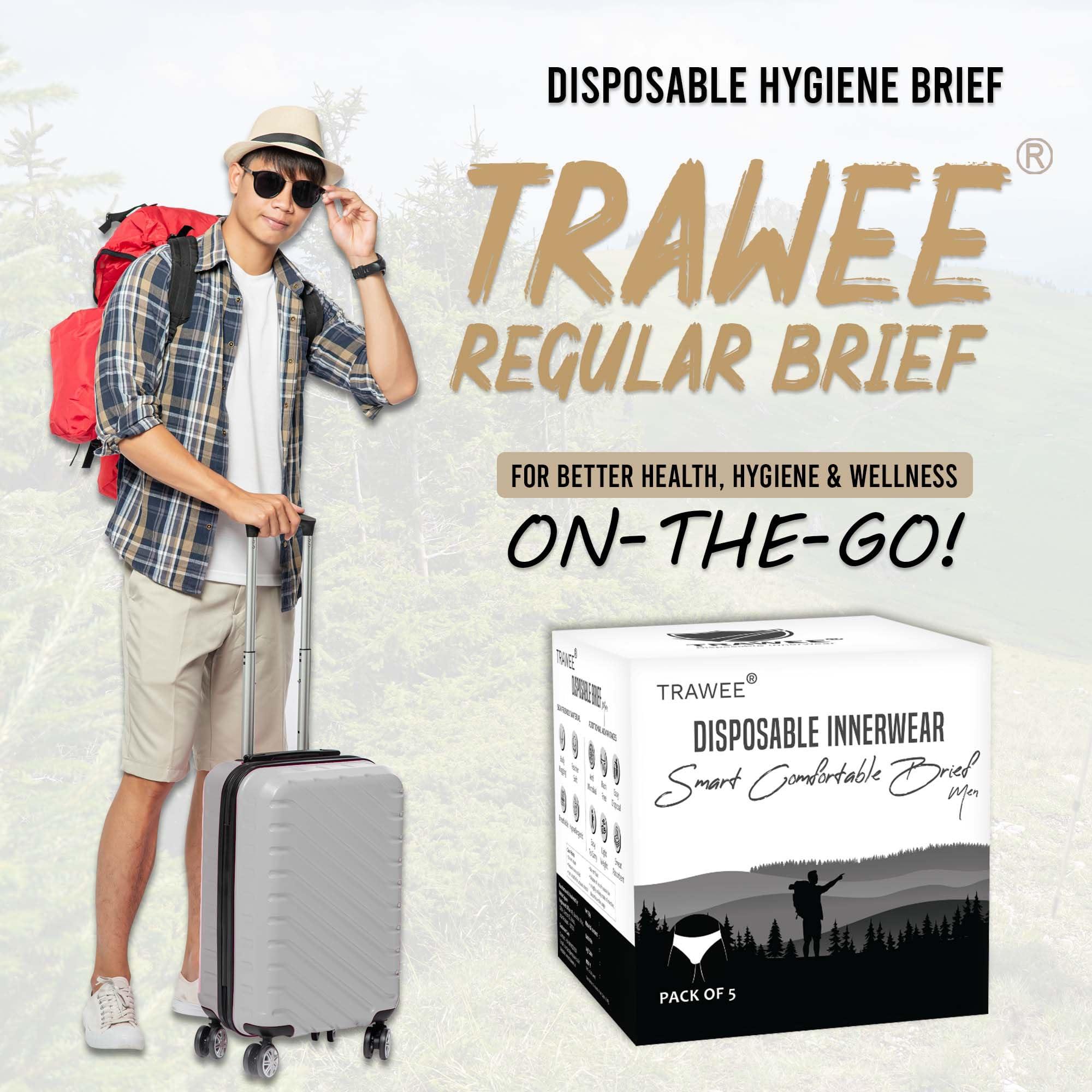 Trawee (Disposable Underwears) Trawee (Disposable Underwears) Travel Brief Underwear For Men(Pack Of 10)For Regular Use,Trekking,Camping,Spa,Herbal Treatments,Hospital Stay Or Incontinence. Soft&Comfortable Body Hugging Fit