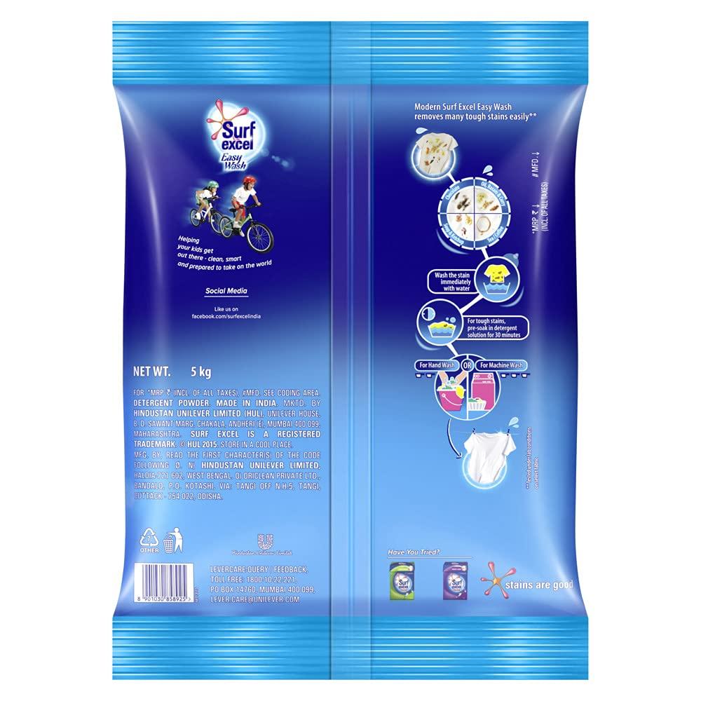 Surf Excel Surf Excel Easy Wash Detergent Powder 9 kg| Superfine Washing Powder | Dissolves Easily And Removes Tough Stains | Suitable for all Washing Machines