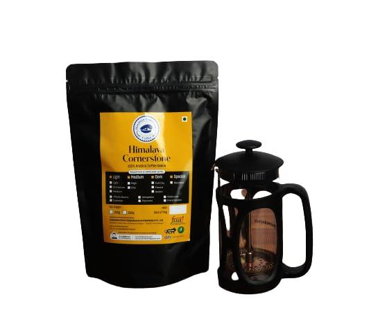 HIMALAYA CORNERSTONE COFFEE Himalaya Cornerstone Coffee - Medium Dark Roast Coffee 100% Arabica Freshly Roasted Ground Coffee (WHOLE BEANS, 500g)