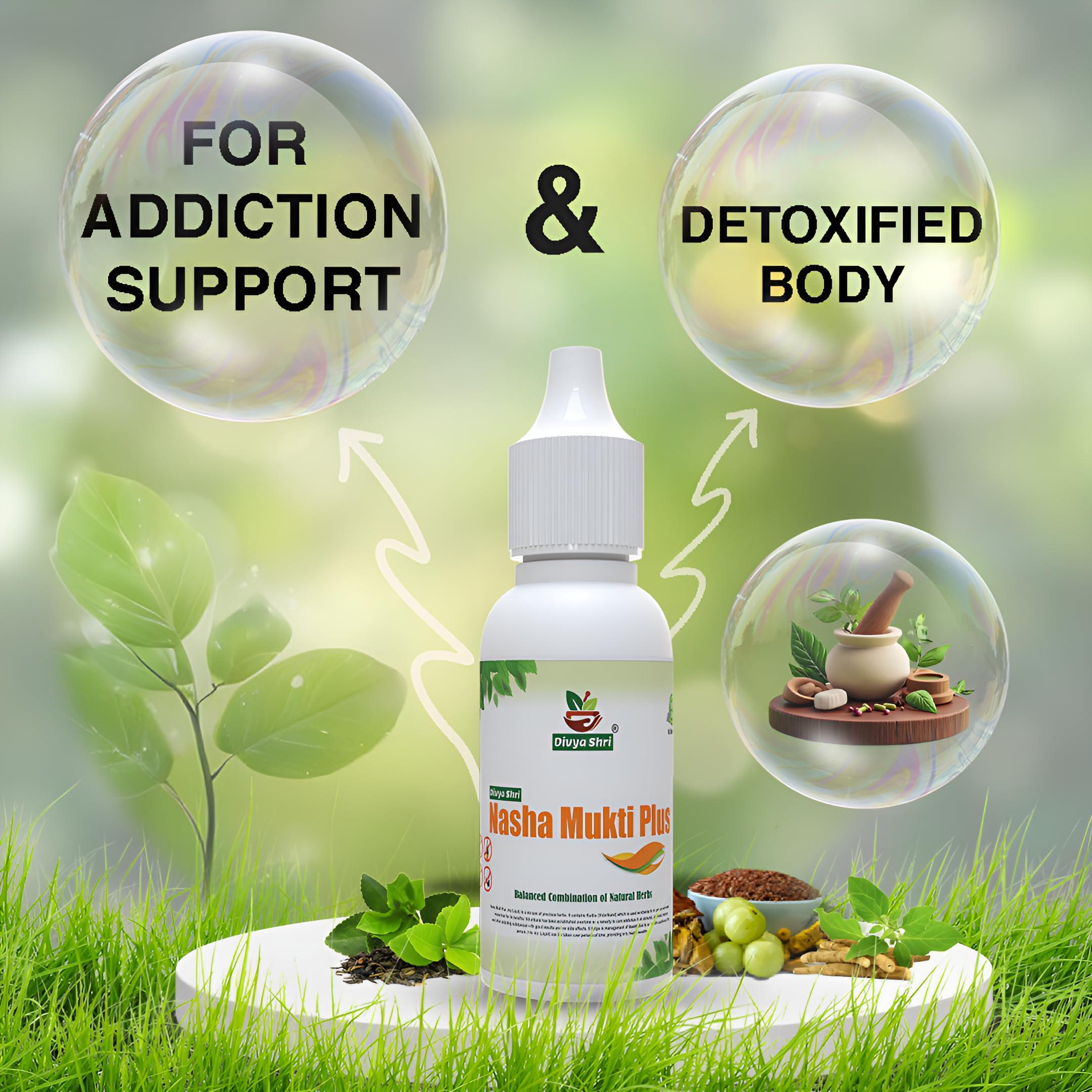 Divya Shri DIVYA SHRI Nasha Mukti Plus, Liquid Ayurvedic Drop For Alcohol Addiction | Leave Alcohol addiction | Sharab Mukti Dava, Scientifically Approved,Without Single Side Effect Pack of 3 (30 ML)