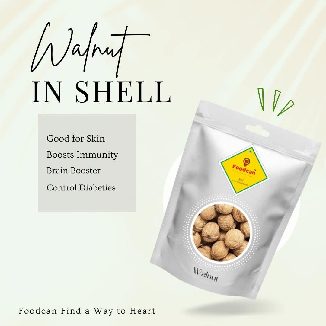 Foodcan ; FIND A WAY TO HEART Foodcan Walnut InShell Dry Fruits Kashmiri Akhrot withshell, 1Kg X 2 Pack