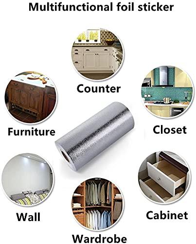 VAIDIKA VAIDIKA Aluminium Foil Stickers, Waterproof Sticker Heat Resistant Washable Peel and Stick Aluminum Foil Self-Adhesive Oil Proof Waterproof Kitchen Backsplash Wallpaper Stickers (NORMAL)