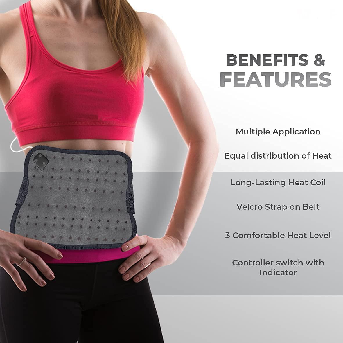 SMIC SMIC Electric Heating Pad - Orthopaedic Lower Back Heating Belt Heat Therapy Waist Wrap with 3 Temperature Settings for Pain Relief of Abdominal Stomach Lumbar Muscle Strain etc (Grey)