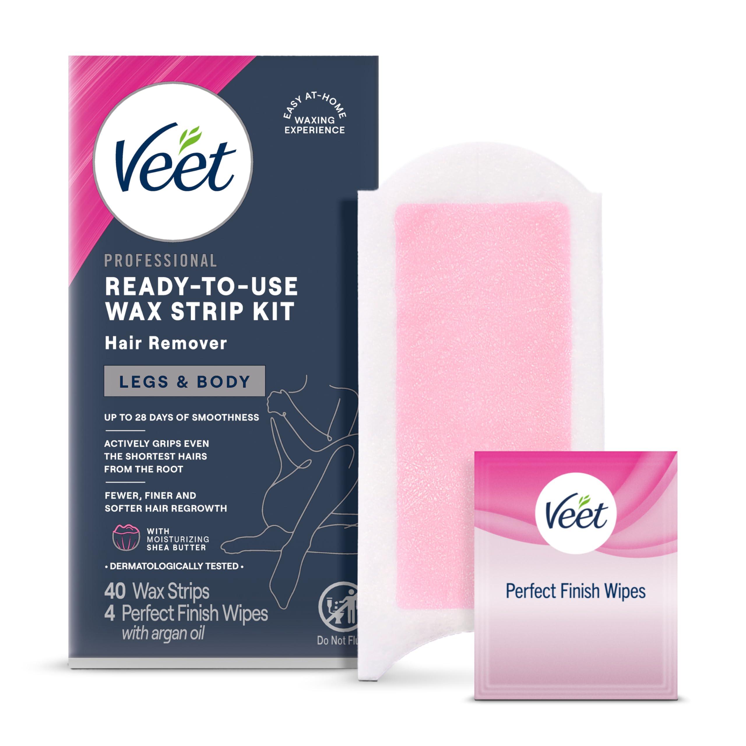 Veet Veet Leg and Body Hair Remover Cold Wax Strips, 40 Count