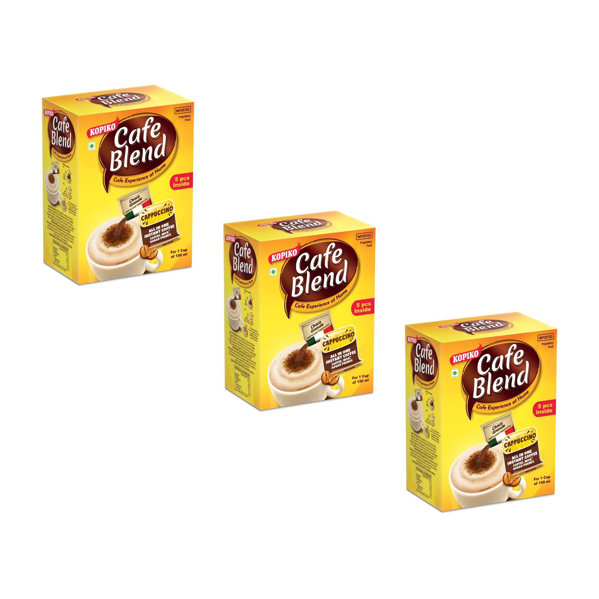 Kopiko Kopiko Cafe Blend Cappuccino All In 1 Premix Instant Coffee - 125 Gm |Pack Of 3| |5 Sachets In Each|, Powder, Box
