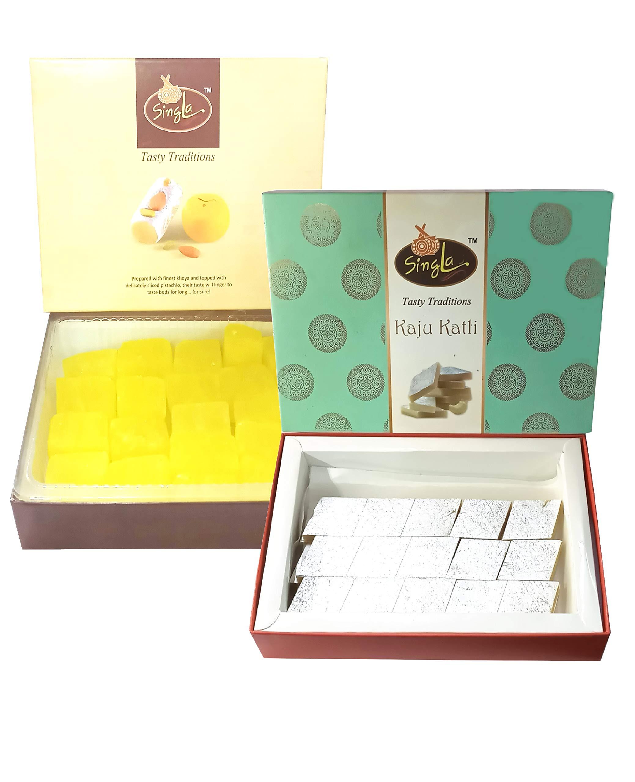 Singla Singla Kesar Dry Petha 400g Kaju Katli 400g Combo ( Pack of 2 * 400g, 800g)