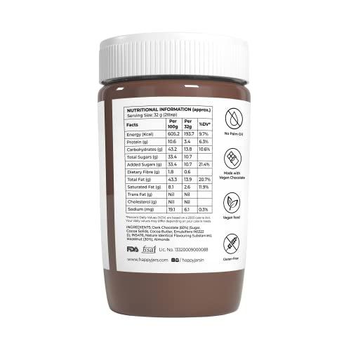 Happy Jars Happy Jars Hazelnut Spread Dark Chocolate, 265g | 40% Less Sugar | No added Palm Oil | Spread for Bread/Sandwich