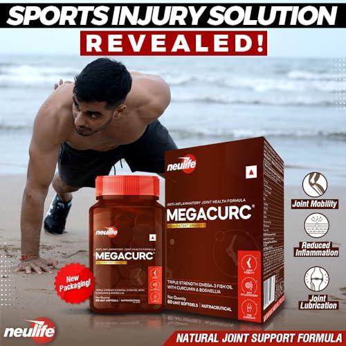 VITROVEA VITROVEA Neulife MEGACURC Nano-Curcumin + Triple Strength Fish Oil with 10X Boswellia Power - Advanced Joint Support - High Absorption Formula - 60 Softgels - Omega 3, Anti-Inflammatory Supplement