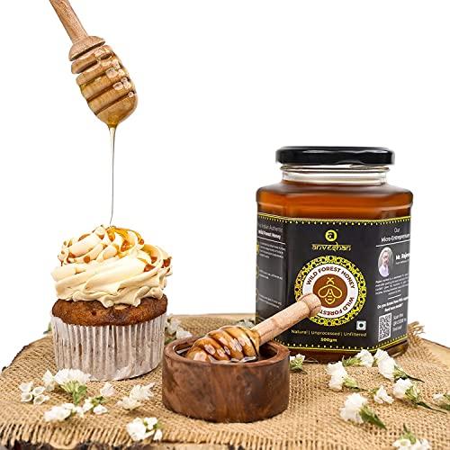 Anveshan Empowering farmers with technology Anveshan Wild Forest Honey 500g | Glass Jar | NMR tested | Raw & Unprocessed | No Added Sugar | Immunity Boosting