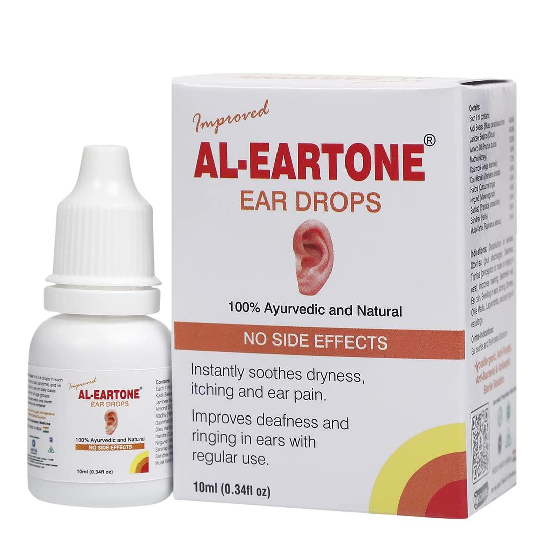 AL-EARTONE AL-EARTONE Ear Drops | Antifungal | Antibacterial | No Side Effects | 100% Ayurvedic & Natural Herbal Ear Drops | 10 Ml | Pack Of 3