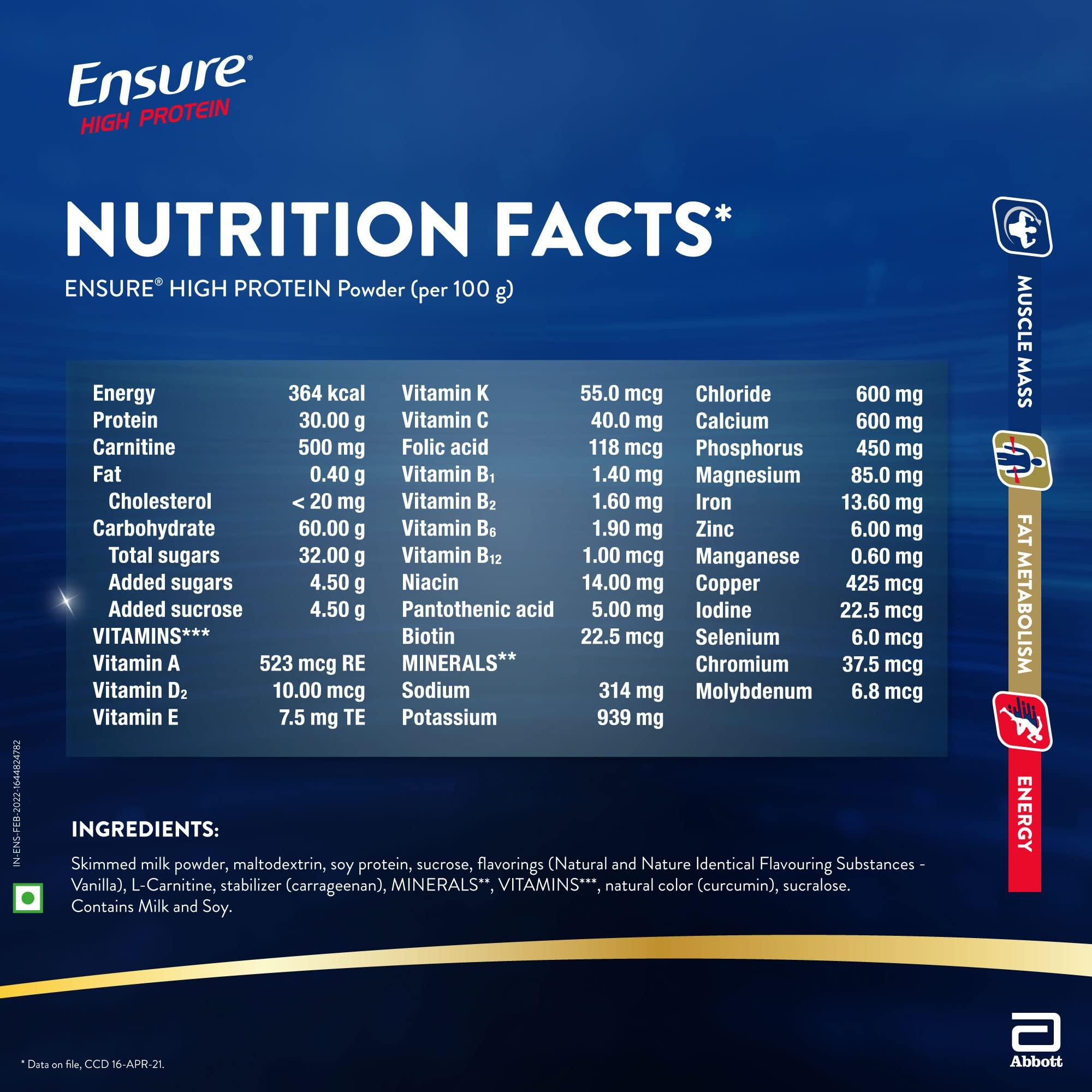 Ensure Ensure High Protein Drink for Physically Active Adults - Vanilla 200g gm, Red