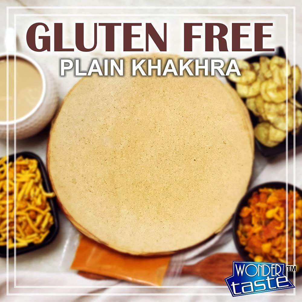 WONDER TASTE WONDER TASTE Gluten Free Plain Khakhra Pack Of 4 (200g Each) | Super Healthy Diet Low calorie Snacks | Delicious Roasted Gujarati Bites | Free Masala Pack Inside