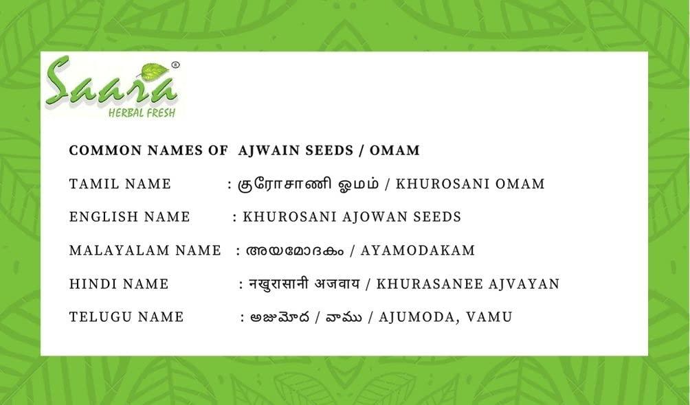 SAARA Saara HARBAL FRESH Omam Powder, 50g, Ajwain Carom Seed powder, Ajowan Carway, Thymol Seed powder,50g(pack of 1 x 50g)