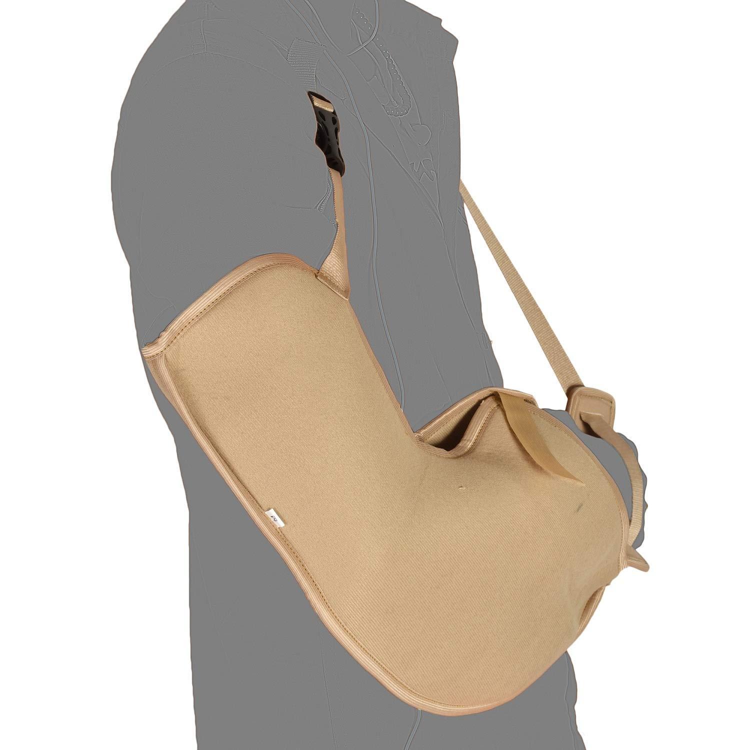 SHOP & SHOPPEE SHOP & SHOPPEE Pouch Arm Sling Breathable Mesh Shoulder/Elbow/Wrist Immobilization Guard Hand Support(Beige) (S)