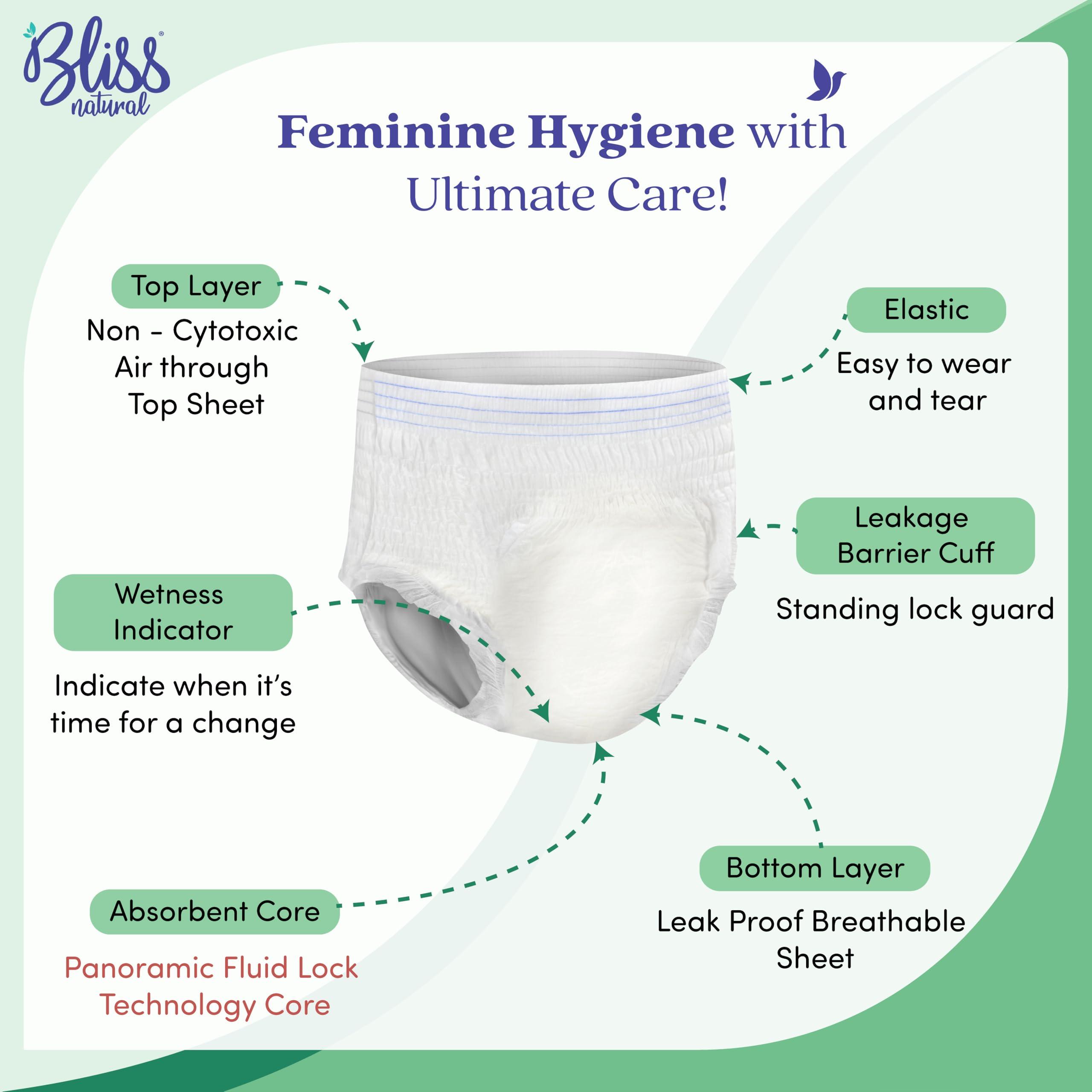 BLISSNATURAL BLISSNATURAL Female Bliss Natural Organic Unisex Adult Diaper Pants|Size Xl|High Absorbency, Leak Proof Protection|Pack Of 2