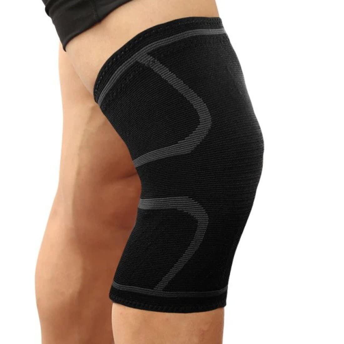 Digital Shoppy Digital Shoppy 1PCS Fitness Running Cycling Knee Support Braces Elastic Nylon Sport Compression Knee Pad Sleeve for Basketball Volleyball (M, Black with grey)