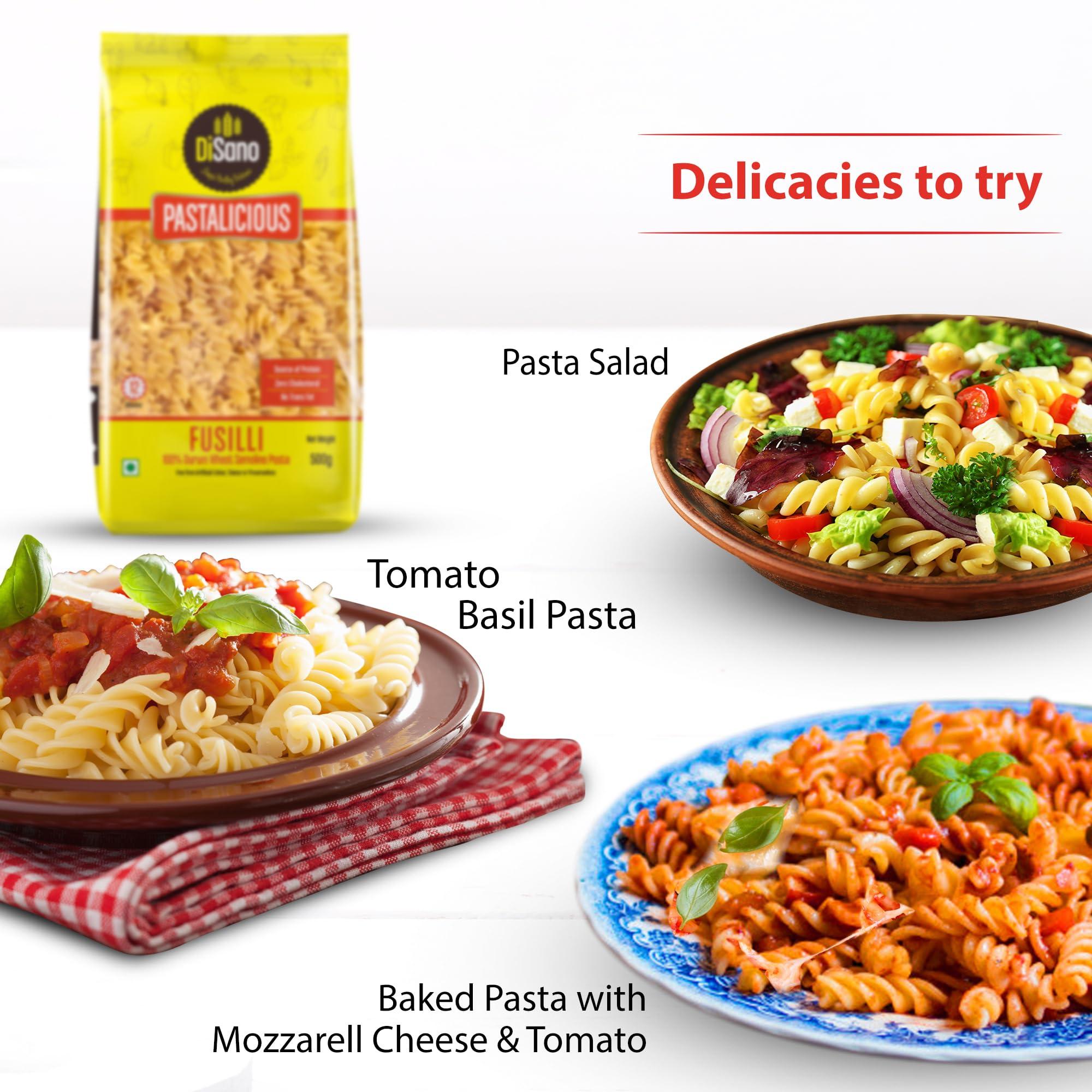 DISANO DiSano Pastalicious 100% Durum Wheat Fusilli Pasta, 500g & DiSano Pastalicious 100% Durum Wheat Macroni Pasta, Elbow, 500g