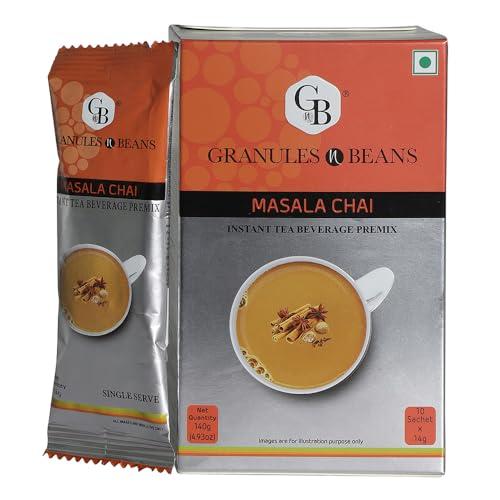 GnB GRANULES n BEANS GnB GRANULES n BEANS Granules N Beans Masala Chai Instant Tea Premix - (10 Sachets X 14G =140Gm) (Pack Of 2) | Flavorful Blend Chai Tea