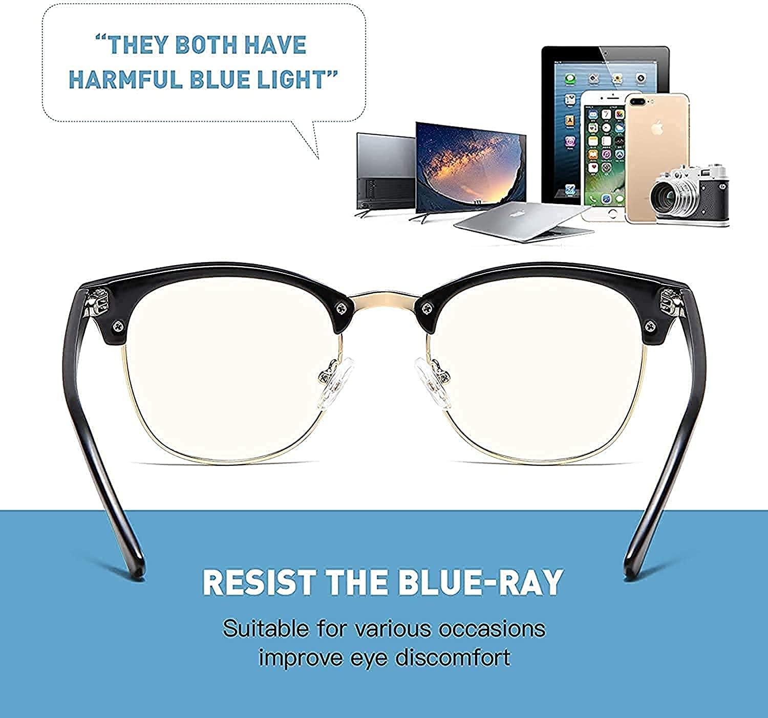 CREEK CREEK Blue Light Blocking Blue Cut Anti Glare Round Glasses Men and Women for Eye Protection from UV by Computer/Tablet/Laptop/Mobile