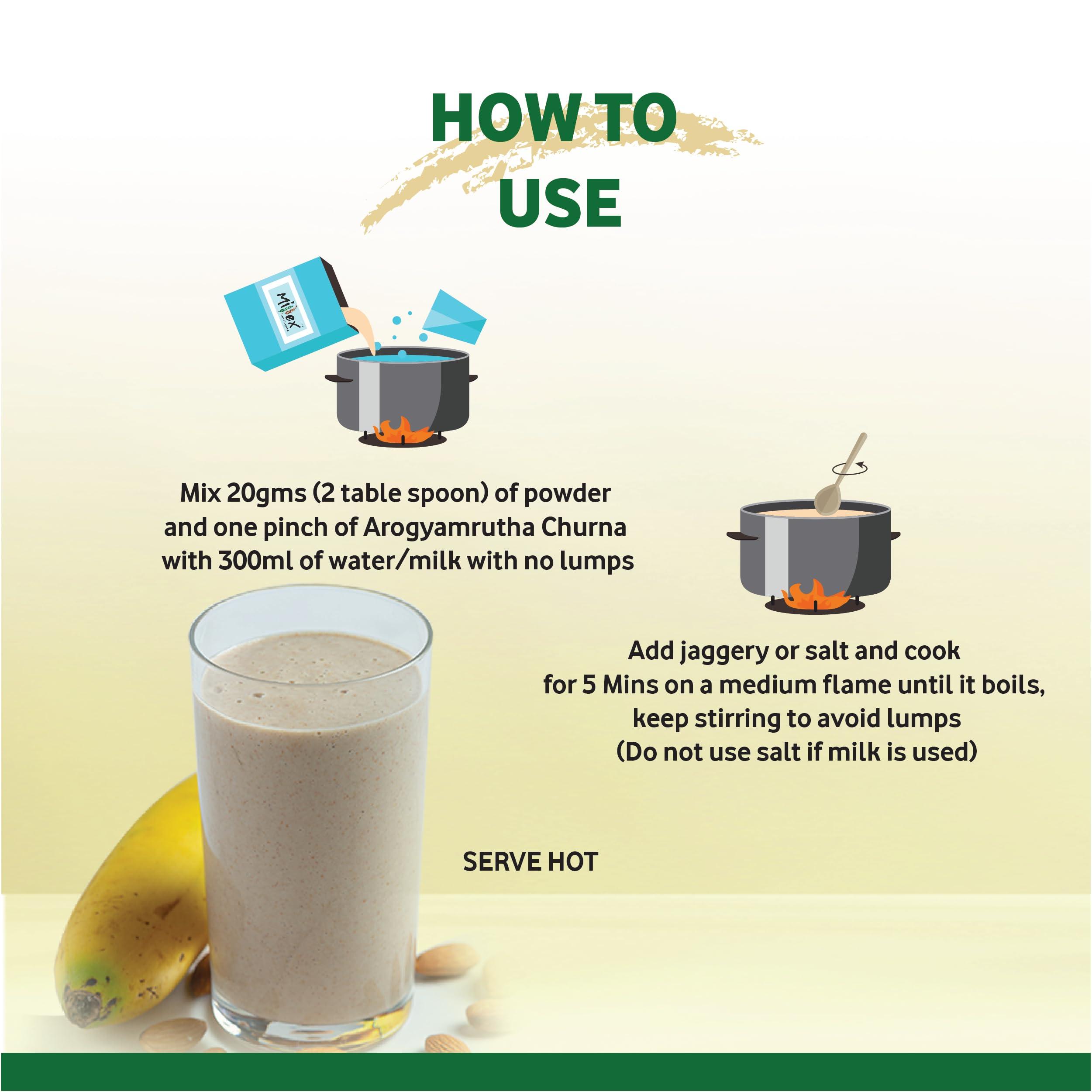 Millex Millex Millet Health Mix With Churnam 1kg | 30 Natural Nutrition and 18 Herbal Churna Ingredients | Sprouted Cereals,Nuts, & Pulses |No Sugar Organic Multigrain Nutrition Drink | |Porridge Mix