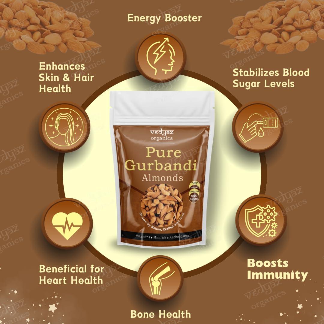 Vedyaz Organics Vedyaz Organics 100% Pure Afghan Gurbandi Badam/Almonds/Choti Giri -Raw,500 Gm