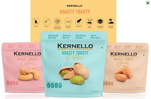 KERNELLO KERNELLO Roasted Salted Pistachios 1kg - AIR Roasted Dry Fruit Pista 1kg, NON FRIED Low Salted Pista, Dry Fruits Pistachio High Protein Snacks (Pack of 5 x 200g)