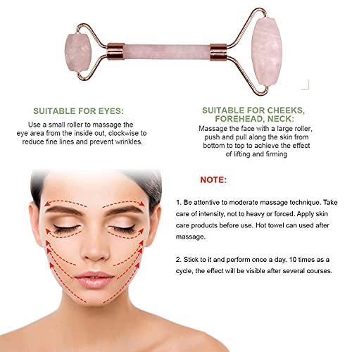 FITROOTS FITROOTS Facial Jade Roller Massage Tool Natural Himalayan Stone Face Massager Double Sided Toning Firming Face Neck Massage Tool (Pink) (FR-1)