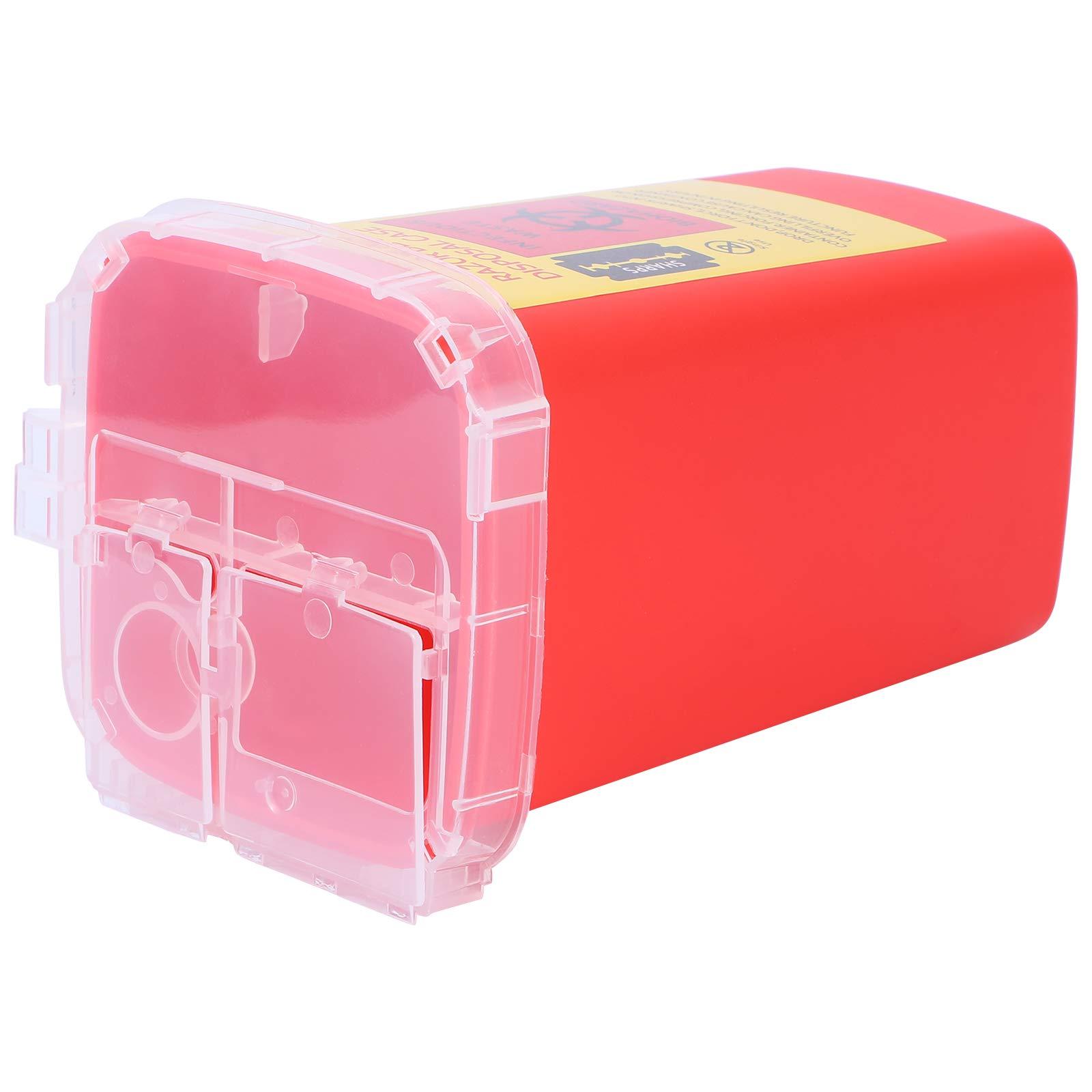 Minkissy Minkissy Blade Dispenser Case Razor Blade Disposal Case Barber Shop Storage Bank Container for Used Razor Blades Red