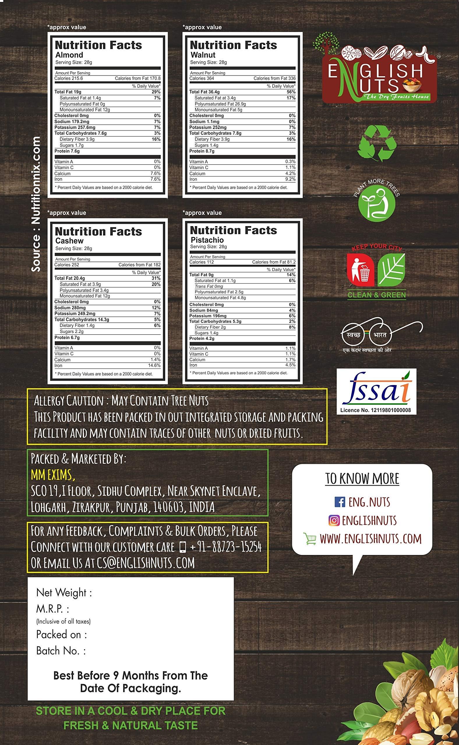 ENGLISH NUTS ENGLISH NUTS Walnut AKHROT Giri 4 Piece Grade 1 KG VACCUM Pack