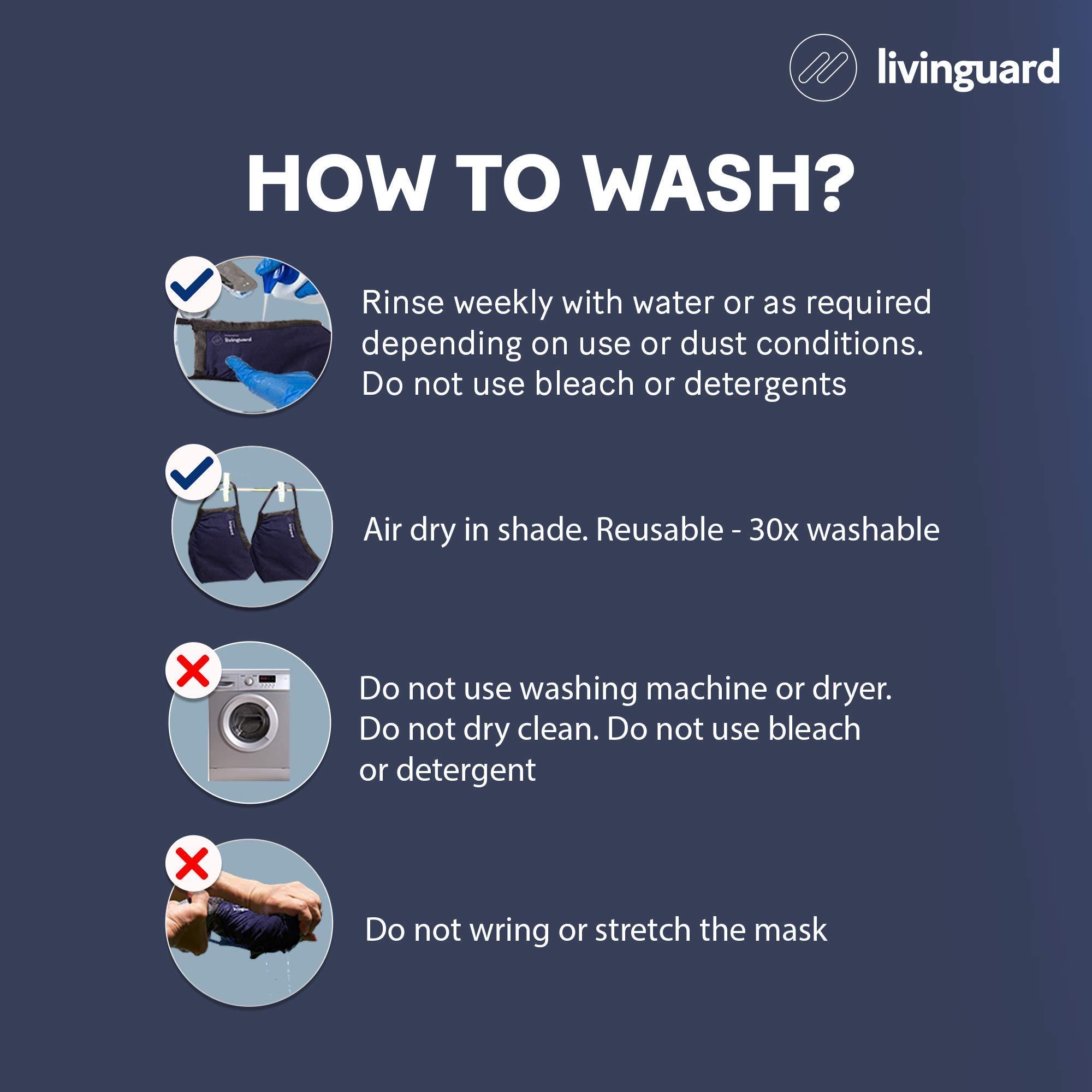 Livinguard Livinguard Pro 100% Cotton 3 Layers Washable & Reusable Cloth Face Mask With Anti Microbial Properties for Unisex (Red, Without Valve, Pack of 1)