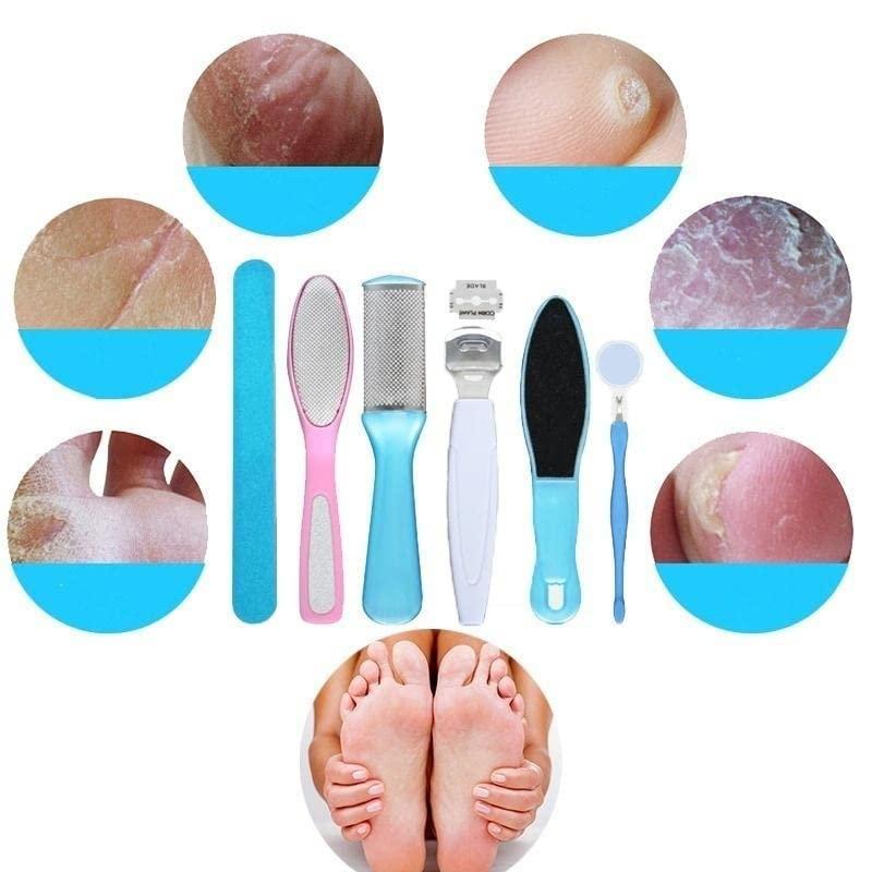 Komoko Komoko Pedicure Tools for Feet - 8 in 1 Pedicure Kit | Foot Scrubber for Dead Skin, Callus Remover, Foot Scraper, Foot File, Pitchfork, Filer for Nail Repair - 1 Set