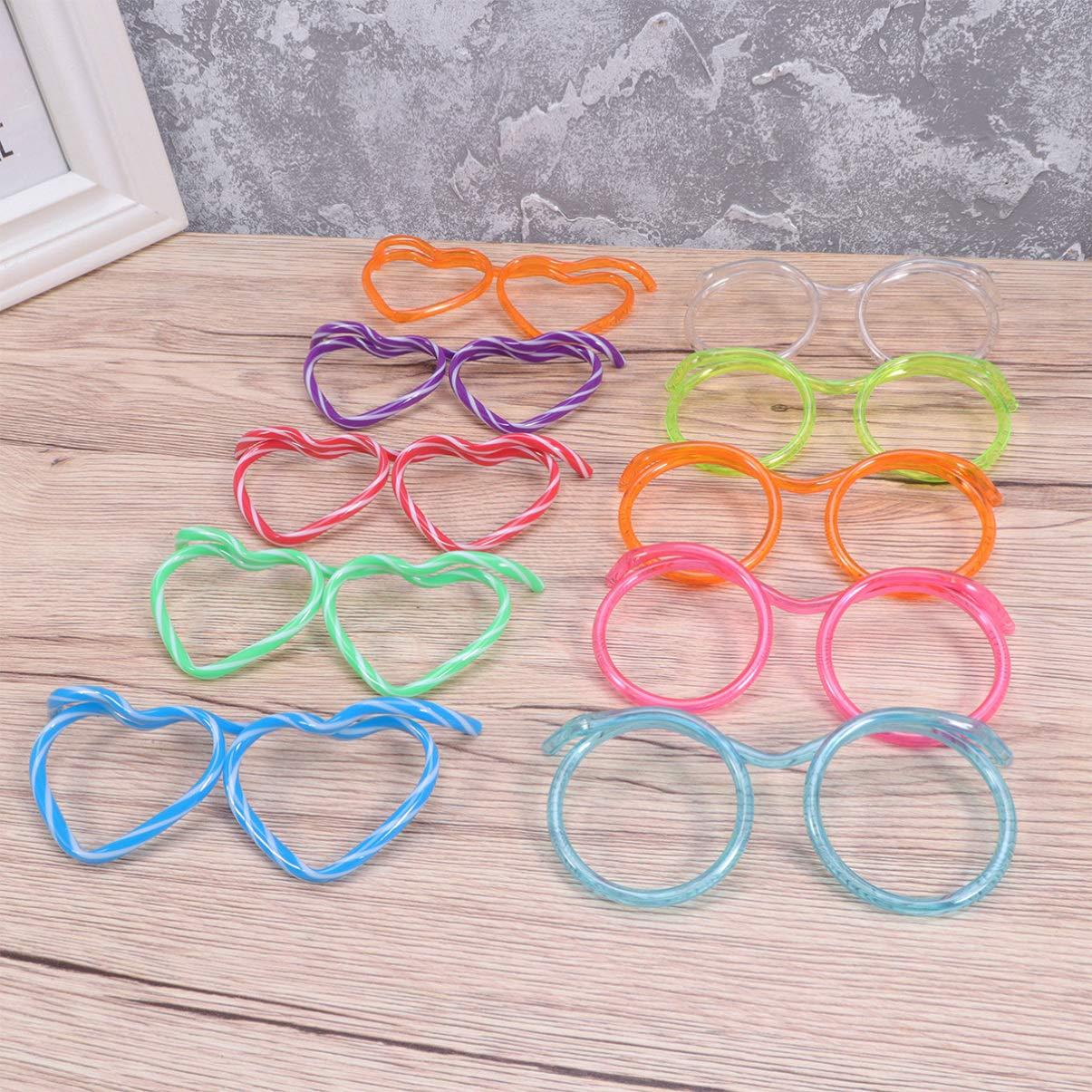 TOYANDONA TOYANDONA Fun Drinking Straw Eye Glasses 20 Pcs DIY Straw Tube Sets Flexible Crazy Straws Glasses for Kids Adult Party Birthday, Wedding, Bar Party Favors