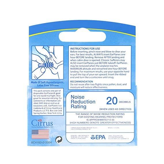James HealthPlus James EarPlanes Earplugs Airplane Travel Ear Protection, PREVENT IN-FLIGHT EAR DISCOMFORT, EarPlanes the original pressure preventing earplug for both Kids and adults (Adult 1 Pair)