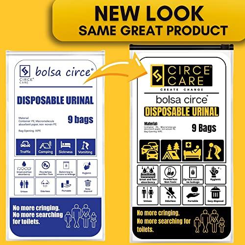 CIRCE CARE CIRCE CARE Bolsa Circe Disposable Urine Gel Bags, 9 Count, with Super Absorbent Pad and Ziplock, Portable Urinal, Camping Pee Bags, Vomit and Emergency Bag During Traffic Jam and Travel.