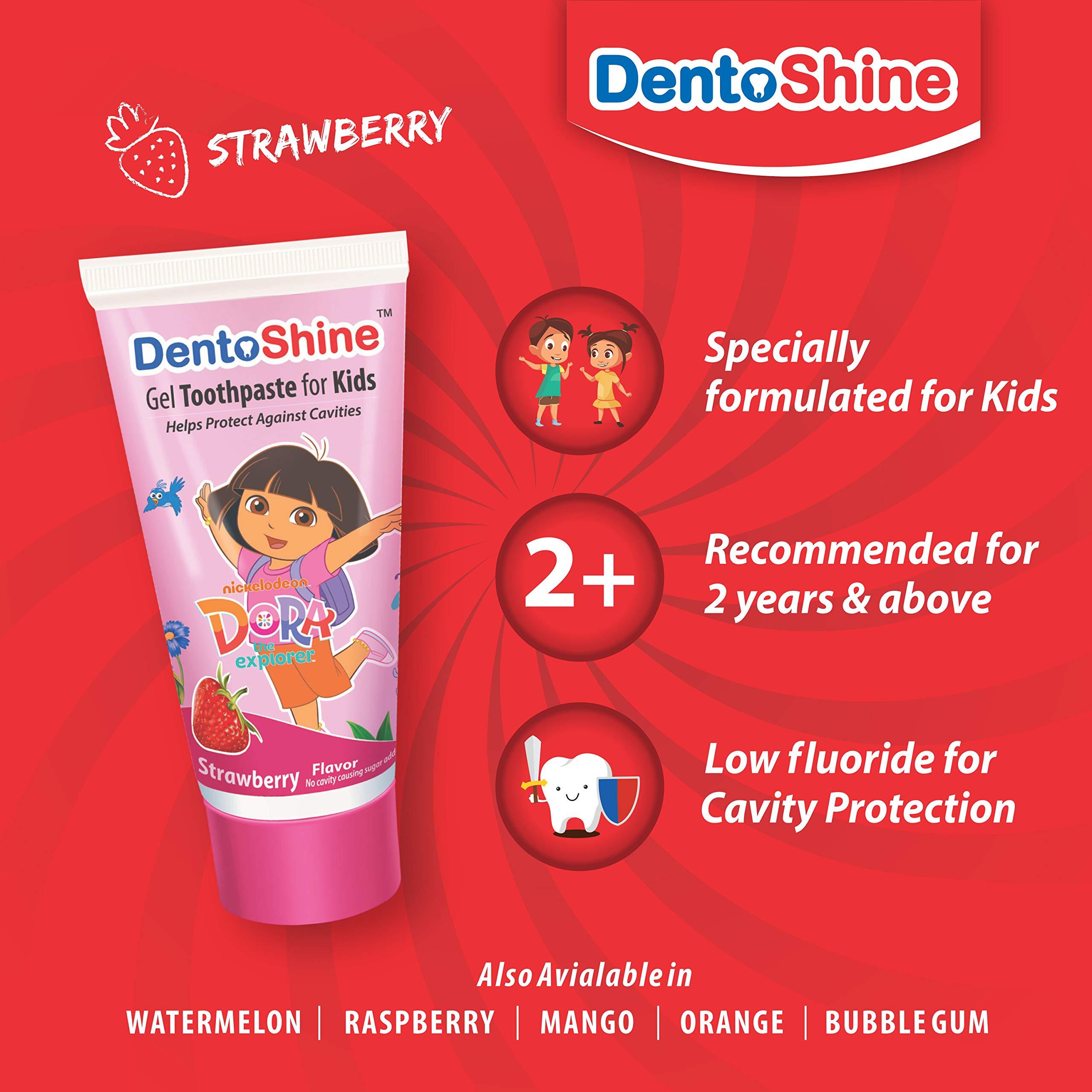 DentoShine DentoShine Oral Care Combo Ages 2+ (Sticky Toothbrush for Kids + Lollipop Tongue Cleaner + Flavored Toothpaste 80 g x 2) (Mango & Strawberry)