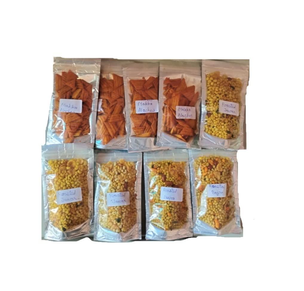 Magic Magic Roasted Millet Jowar Bajra Namkeen with Corn traingles masala flavor 10 packs small