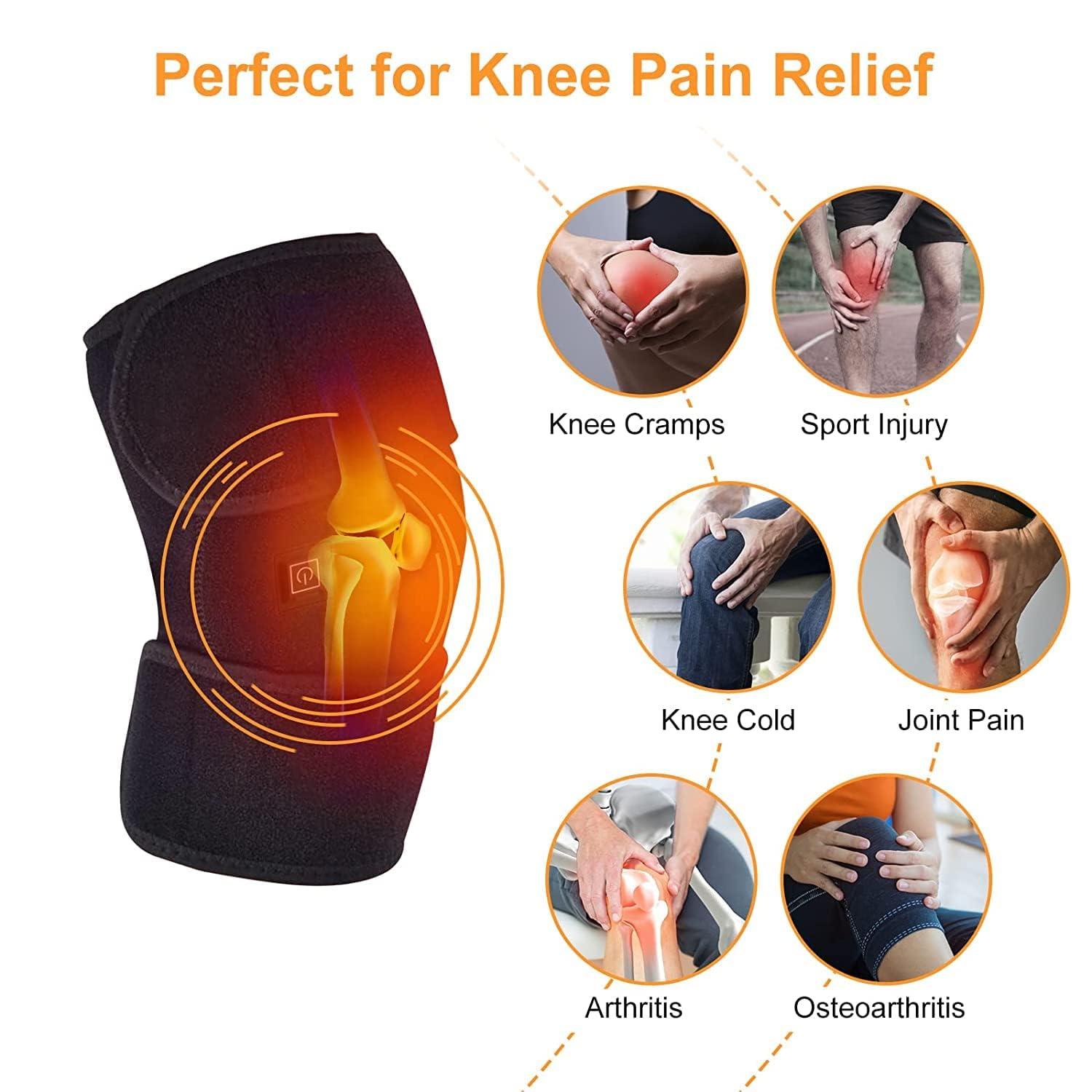 V R ENTERPRISE Heated Knee Brace Wrap, Knee Heating Pad for Arthritis Pain Relief, Electric Heat Knee Support with 3 Temperature Control Thermal Therapy for Joint Soreness, Swelling,