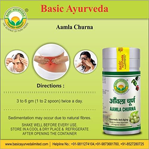 BASIC AYURVEDA BASIC AYURVEDA Aamla Churna 100 Gram | Indian Gooseberry (Amla) Powder Contains Vitamin C & Iron | Ayurvedic Supplements for Overall Health Balance