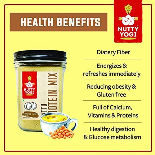 NUTTY YOGI Nutty Yogi Sattu - Indian Protein Mix I Roasted Black Gram Flour I Pure Sattu Atta I 100% Vegan, Nutritious, High Fibre, Healthy I Mix with Wheat Flour to Make chapatis I 100gm (Pack of 4)
