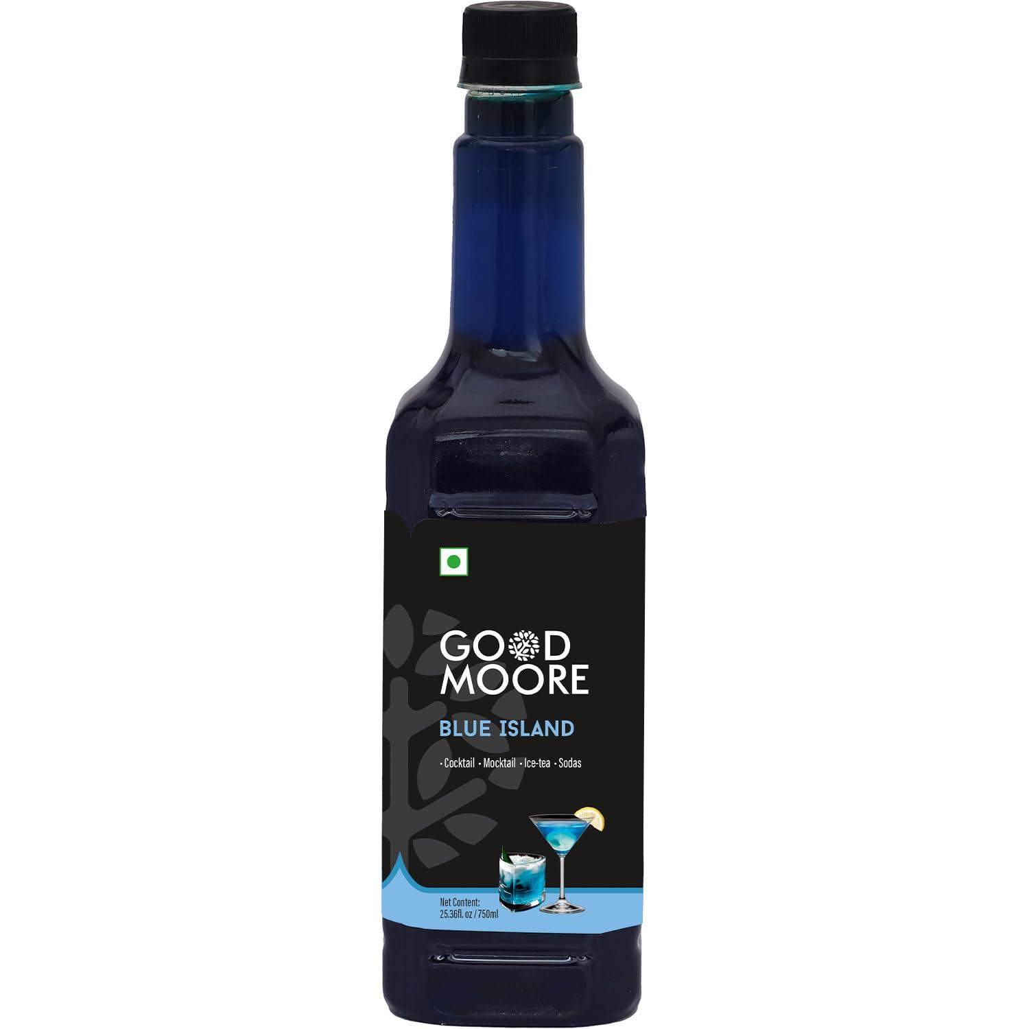 GOOD+MOORE GOOD&MOORE Blue Island Syrup | For Cocktail, Mocktail, Sodas, Ice-teas and more | Concentrated Syrup | Blue Curacao Syrup | Ready to mix | Premium Syrup | 750ml