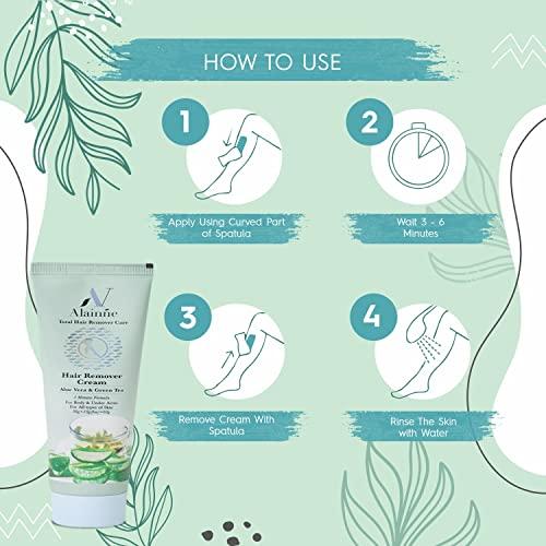 Alainne Alainne Total Hair Remover Cream for Body & Under Arms, Enriched With Aloe-Vera & Green Tea, Ideal For Men & Women (Pack 1, 33g)