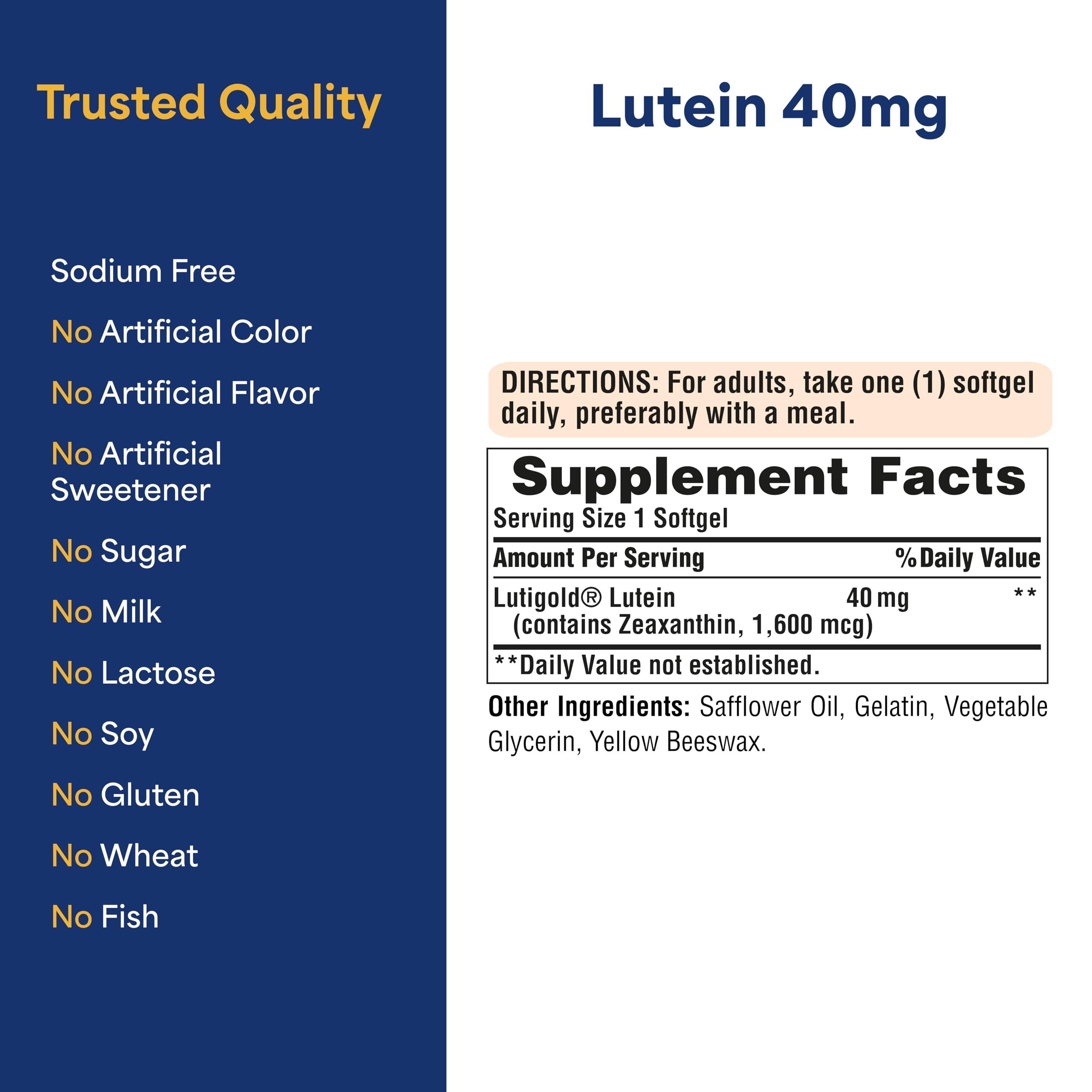 Puritan\'s Pride Puritan\'s Pride Lutein Softgel with Zeaxanthin (40 mg) -120 Softgels