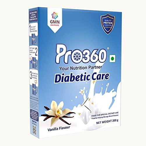 PRO360 Pro360 Diabetic Care Protein Powder for Diabetes - Food Supplement for Diabetic Patients - Helps in Managing Blood Sugar Levels - Zero Added Sugar - 200g Refill pack (Vanilla)