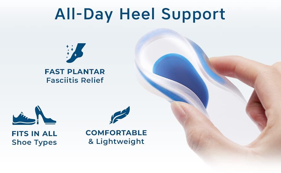 XSOURCE XSOURCE Gel Heel Pad Plantar Fasciitis Inserts Silicone Pads for Heel Pain Relief, Bone Spur & Achilles Pain, Gel Heel Cushions and Cups, Pad & Shock Absorbing Support