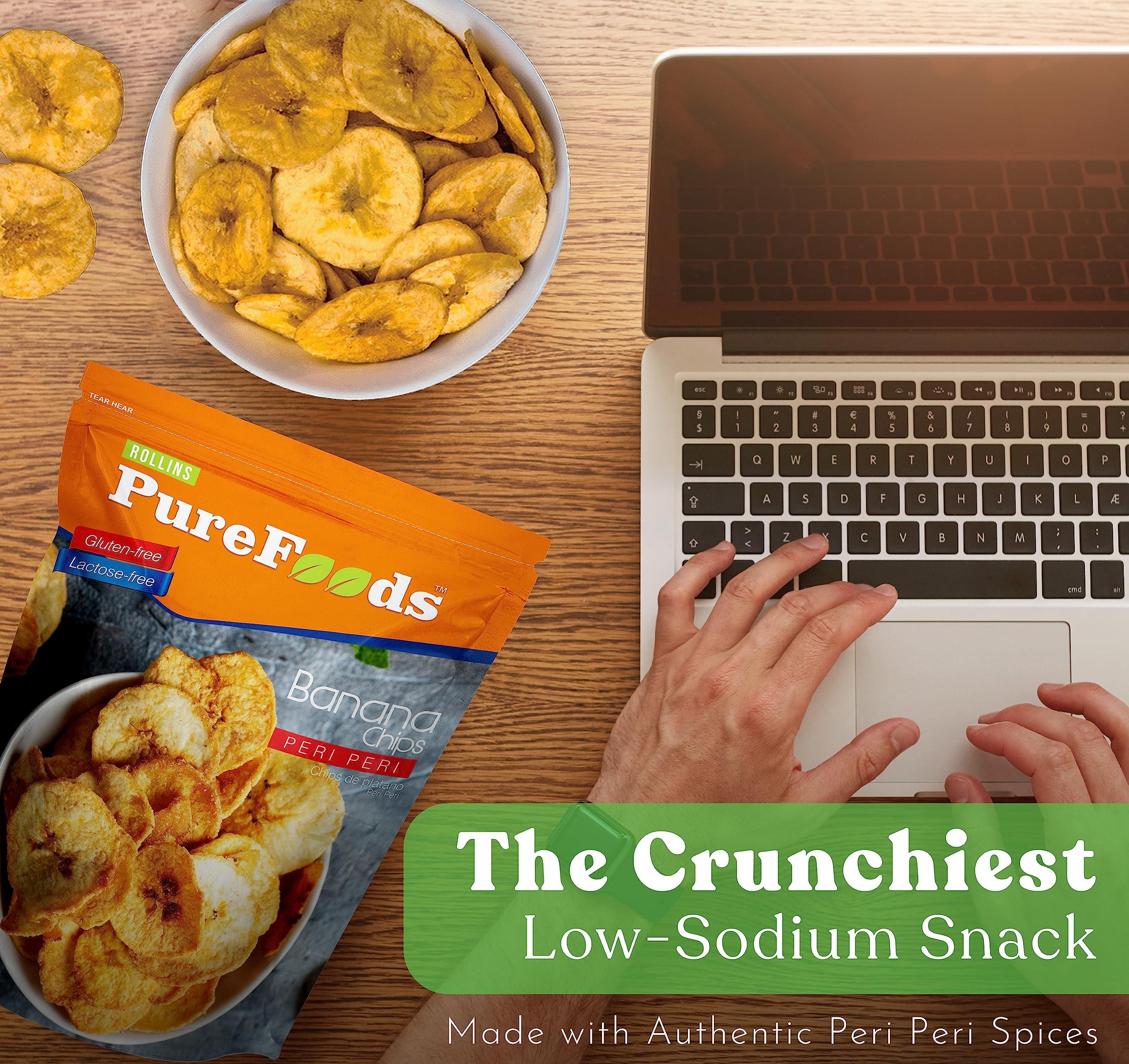 ROLLINS PureFoods PureFoods Premium Peri Peri Banana Chips | Real South Indian Bananas | Tasty & Healthy | Gluten-Free Snacks | 120g Each (Pack of 1)